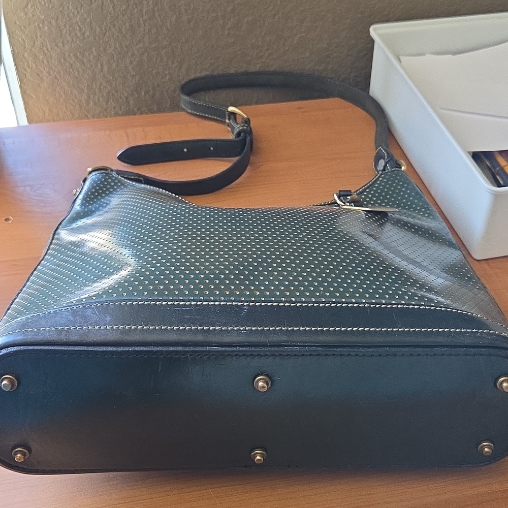 Dooney & Bourke Cabrio Dot Leather Tranquility Green Hobo Shoulder Bag Vintage - Picture 15 of 17